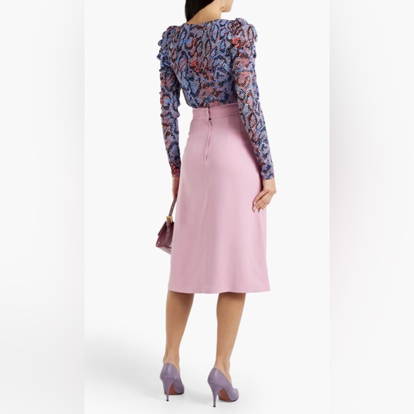 NWOT Diane von Furstenberg Roland ruched printed mesh bodysuit, Size M - Picture 5 of 15